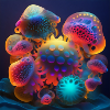 Amazing group of magic yellyfish