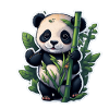 Cute Panda with Bamboo
