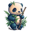 Cute Panda with Bamboo