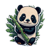 Panda mignon avec bambou