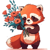 red panda with flowers