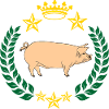 Pig stained in laurel wreath