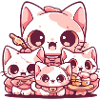 Mother cat and her kittens
