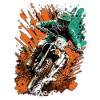 Motorradfahrer Splash in Orange-Teal