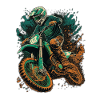 Motocross Vert Orage-Orange Splash