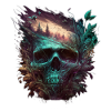 Neon Skull Forest Art