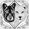 Monochrome Wolf & Dog Design