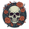 Skull and roses