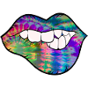groovy tie dye biting lip