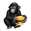 Gorilla loves cheeseburgers