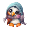Freezing penguin with scarf