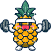 Sporty pineapple with dumbbells