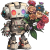 Roboter mit Blumenstrauß