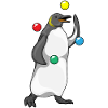 Penguin juggler juggling