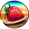 Surfing strawberry in sunset
