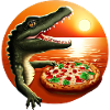 Sunset with pizza crocodile