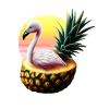 Pineapple flamingo in sunset