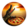Sunset with pizza crocodile