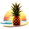 Pineapple surfer in sunset