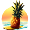 Pineapple surfer in sunset
