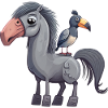 Cheval mignon avec oiseau