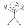 Stickman heureux avec de l’argent