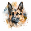 Dog Head German Shepherd, Illustration