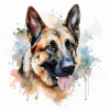 Dog Head German Shepherd, Illustration