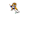 Lion playing ice hockey