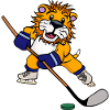 Lion playing ice hockey