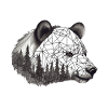 Monochrome Geometric Bear & Trees