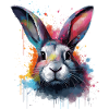 Rabbit Bunny Splash Watercolour