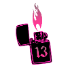 Lighter fire number 13 pink