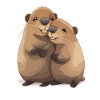 Cute Otter Matching Couple