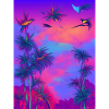 Synthwave Tropical Bird Paridise