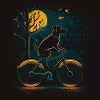 Chien à vélo la nuit