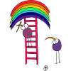 Birds with rainbows