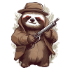 Funny sloth with gun