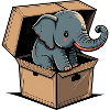 Cute elephant in a box