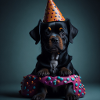 Dog with birthday hat