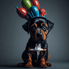 Dog with birthday hat