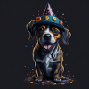 Dog with birthday hat