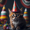 Cat with birthday hat