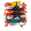 Traditional Japanese temple landscape