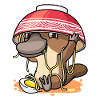 Kawaii platypus with ramen noodles