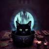 Cat in a cauldron