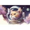 Aquarelle spatiale d’astronaute chat