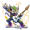 Cartoon cat as a guitarist