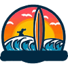 Customizable surf sunset logo