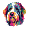Bunter Bearded-Collie-Hund